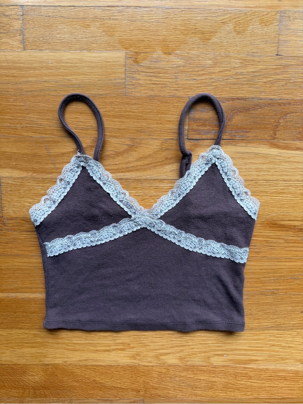 Garage Brown Lace Trim Tank - Size Small